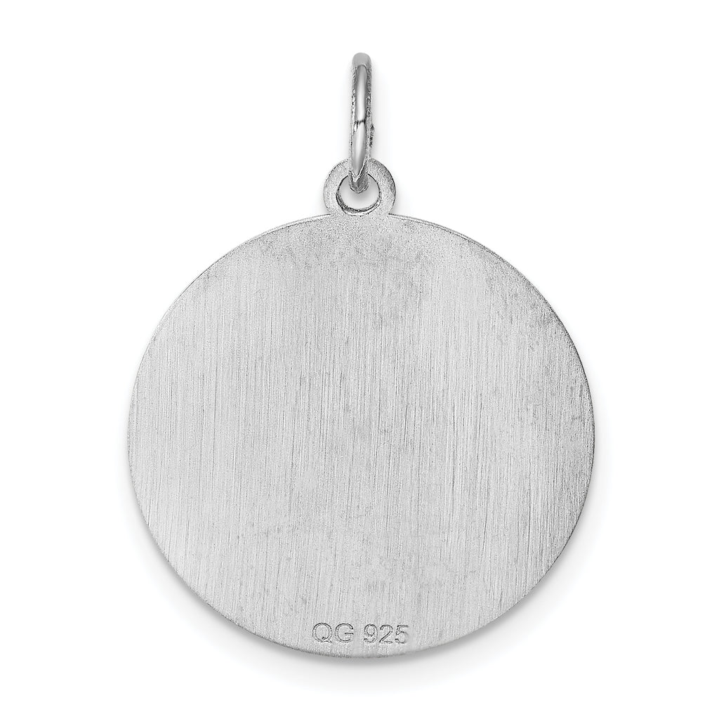 Sterling Silver 925 Rhodium-Plated Brocaded C Charm Elegant Pendant