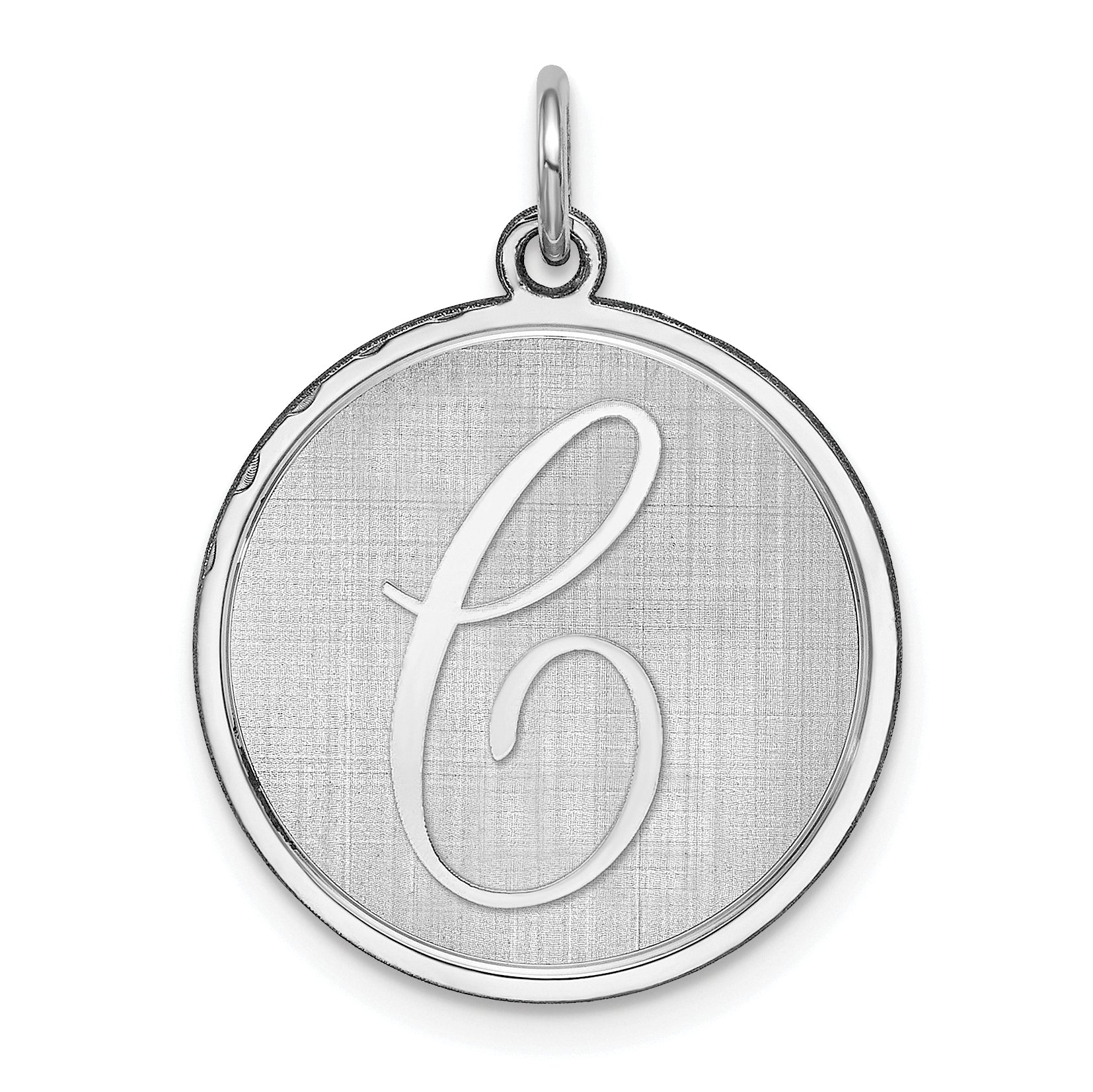 Sterling Silver Rhodium-plated Brocaded Letter C Initial Charm Main image