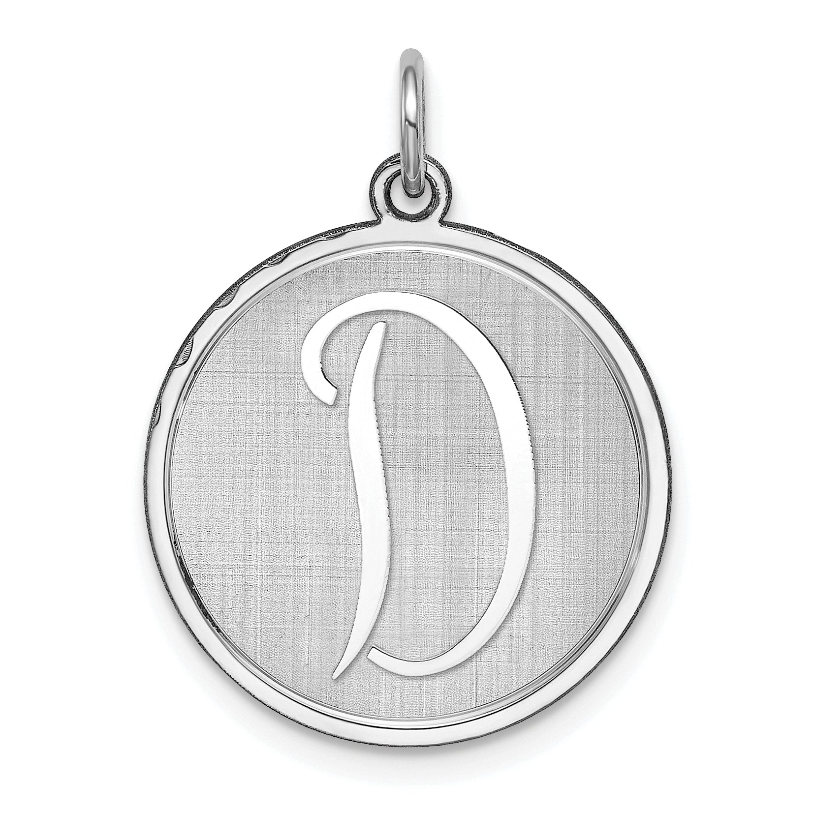 Sterling Silver Rhodium-plated Brocaded Letter D Initial Charm Main image
