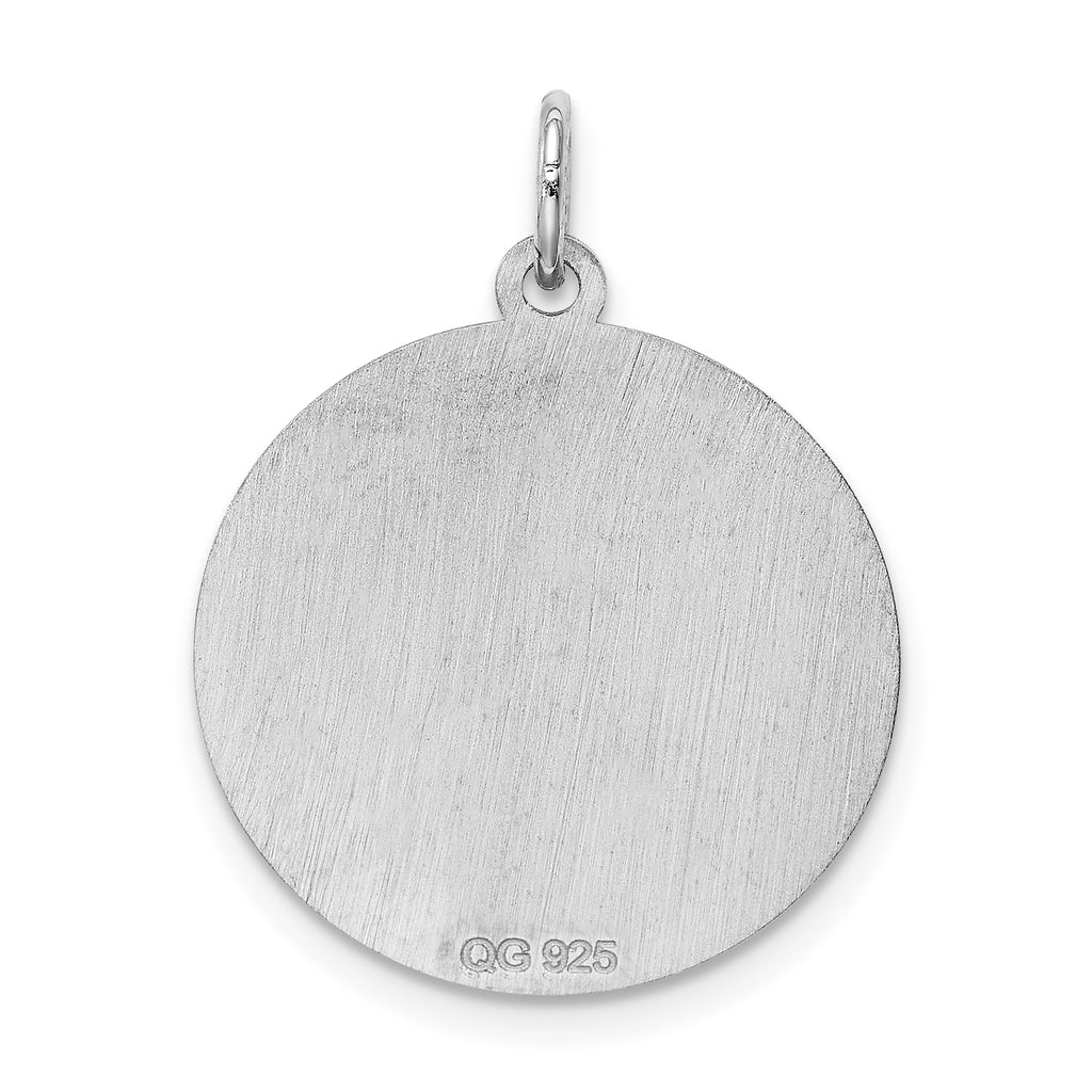 Sterling Silver Rhodium-Plated Initial I Charm Elegant Brocaded Design