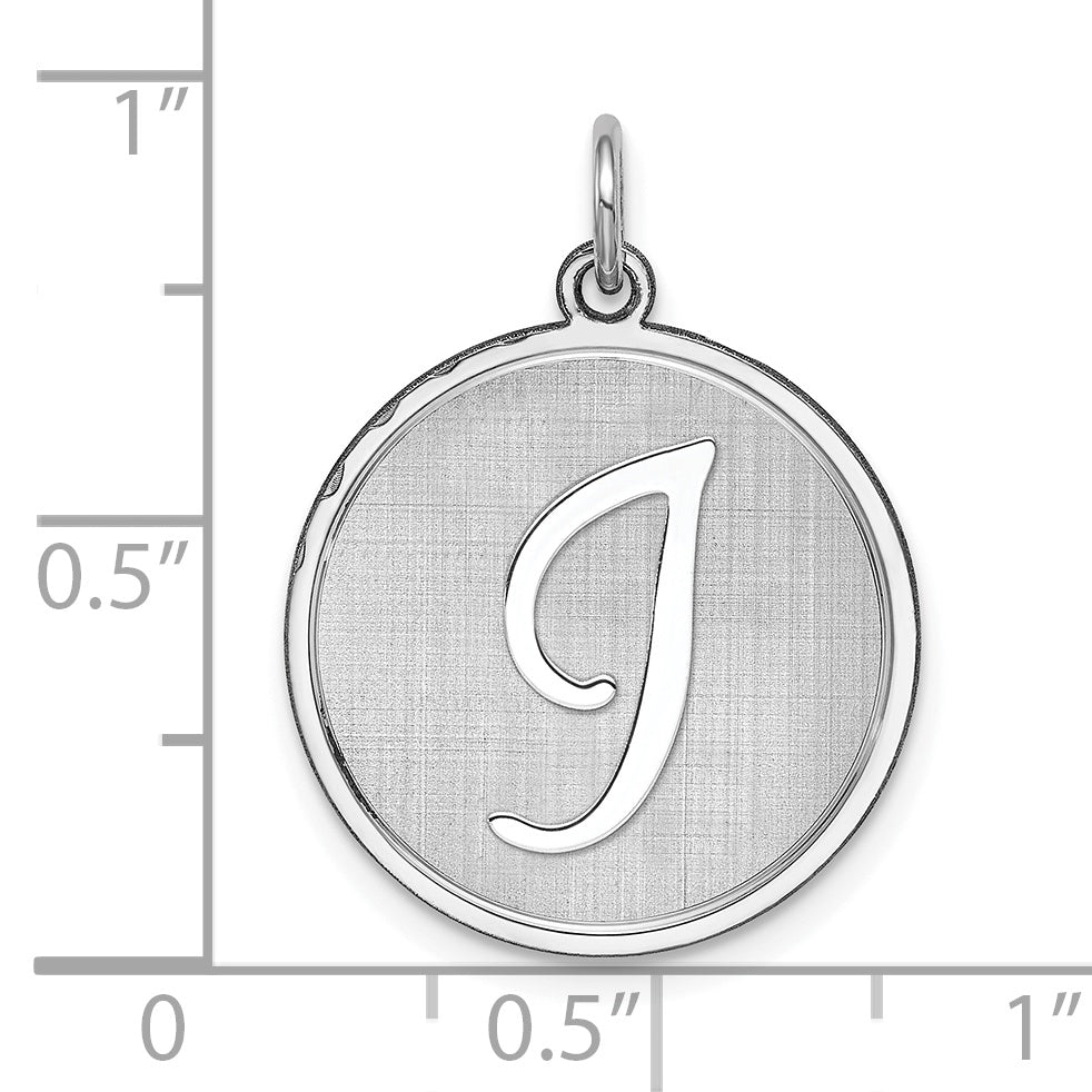 Sterling Silver Rhodium-Plated Initial I Charm Elegant Brocaded Design