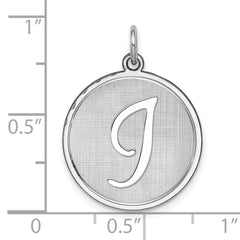 Sterling Silver Rhodium-Plated Initial I Charm Elegant Brocaded Design