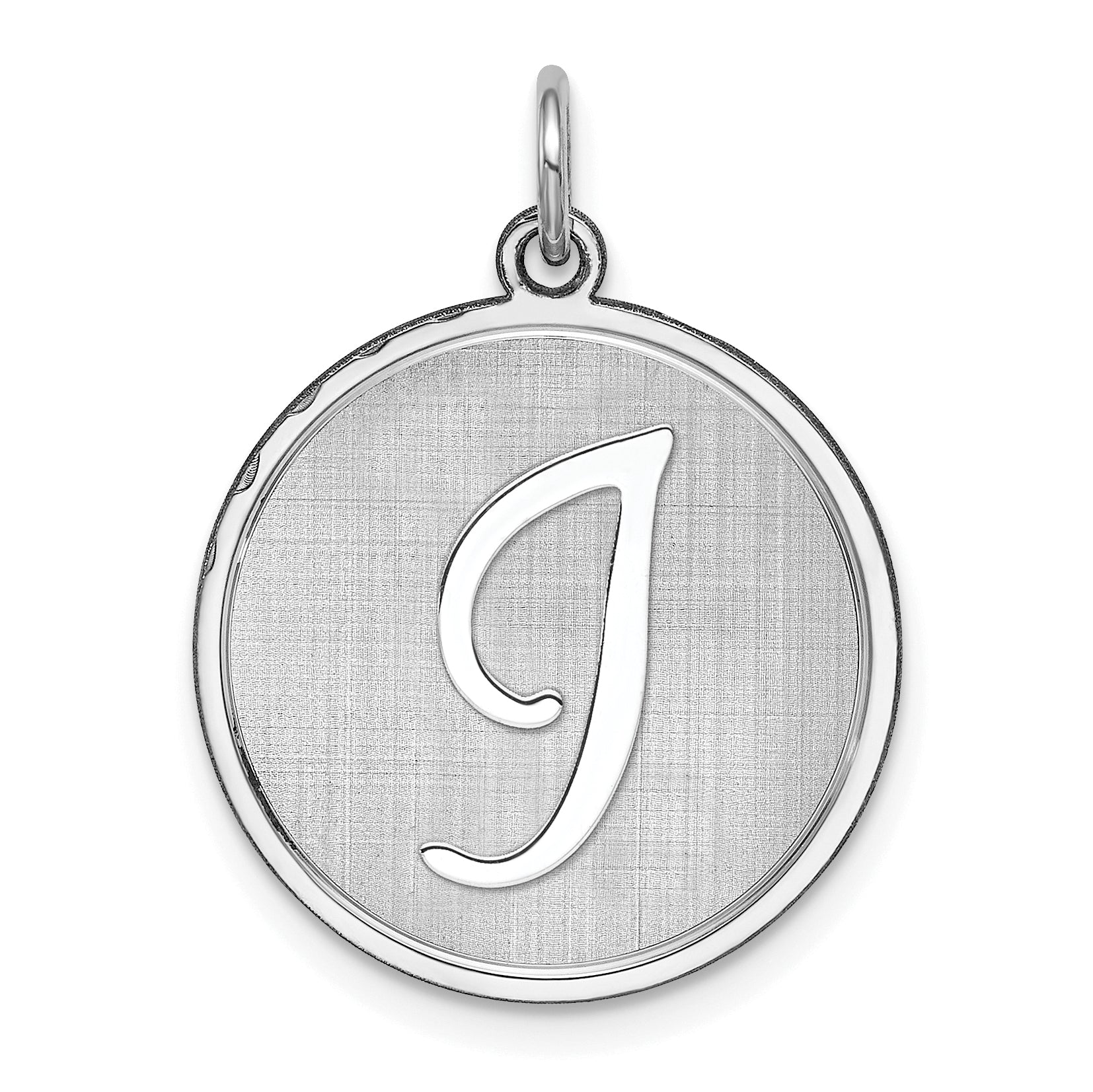 Sterling Silver Rhodium-plated Brocaded Letter I Initial Charm Main image