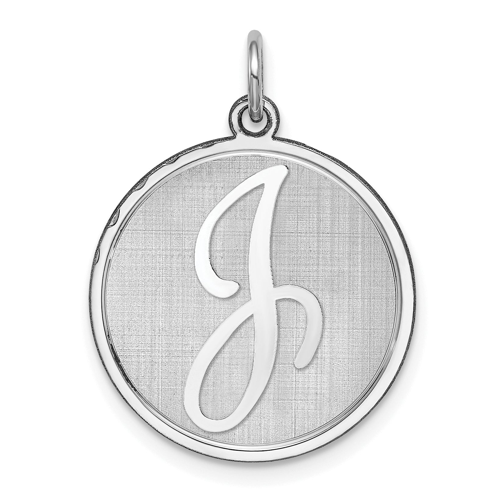Sterling Silver Rhodium-plated Brocaded Letter J Initial Charm Main image