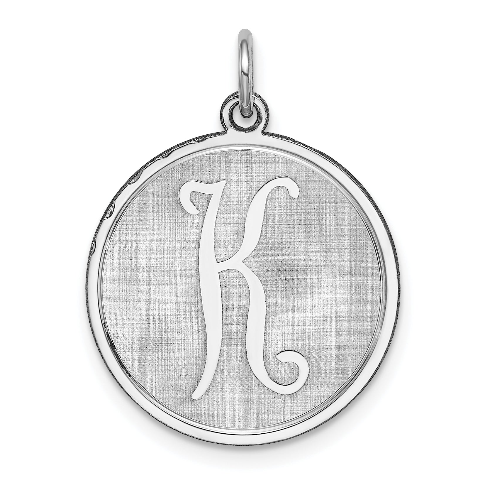 Sterling Silver Rhodium-plated Brocaded Letter K Initial Charm Main image