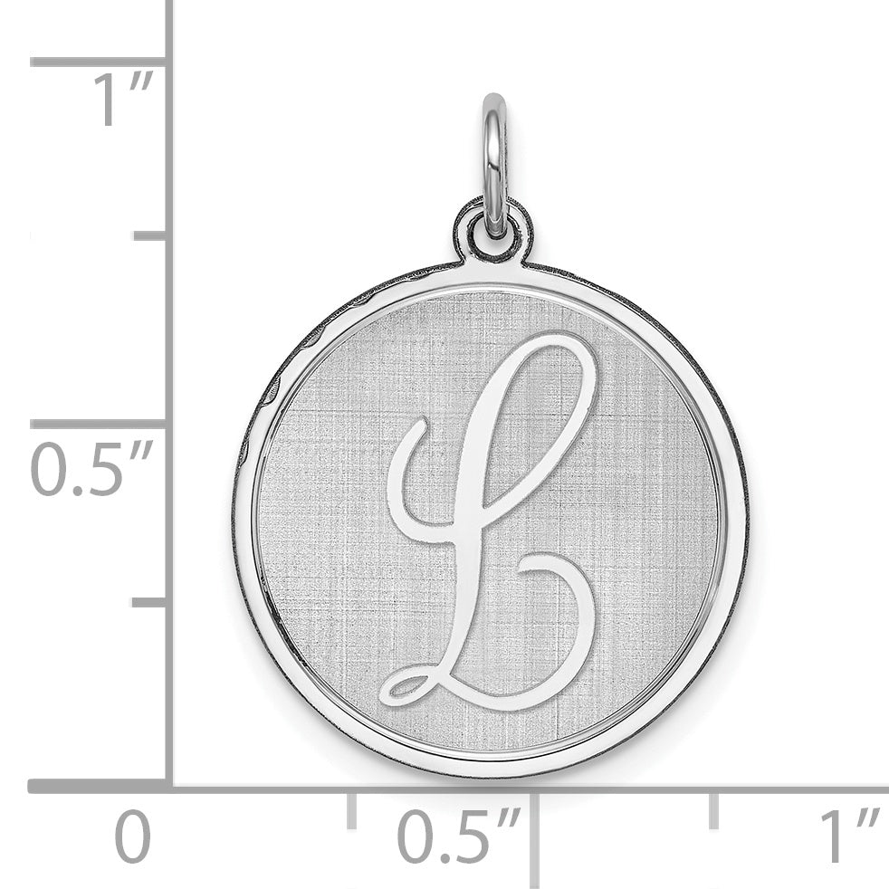 Sterling Silver Rhodium-Plated Initial L Charm Elegant 925 Pendant