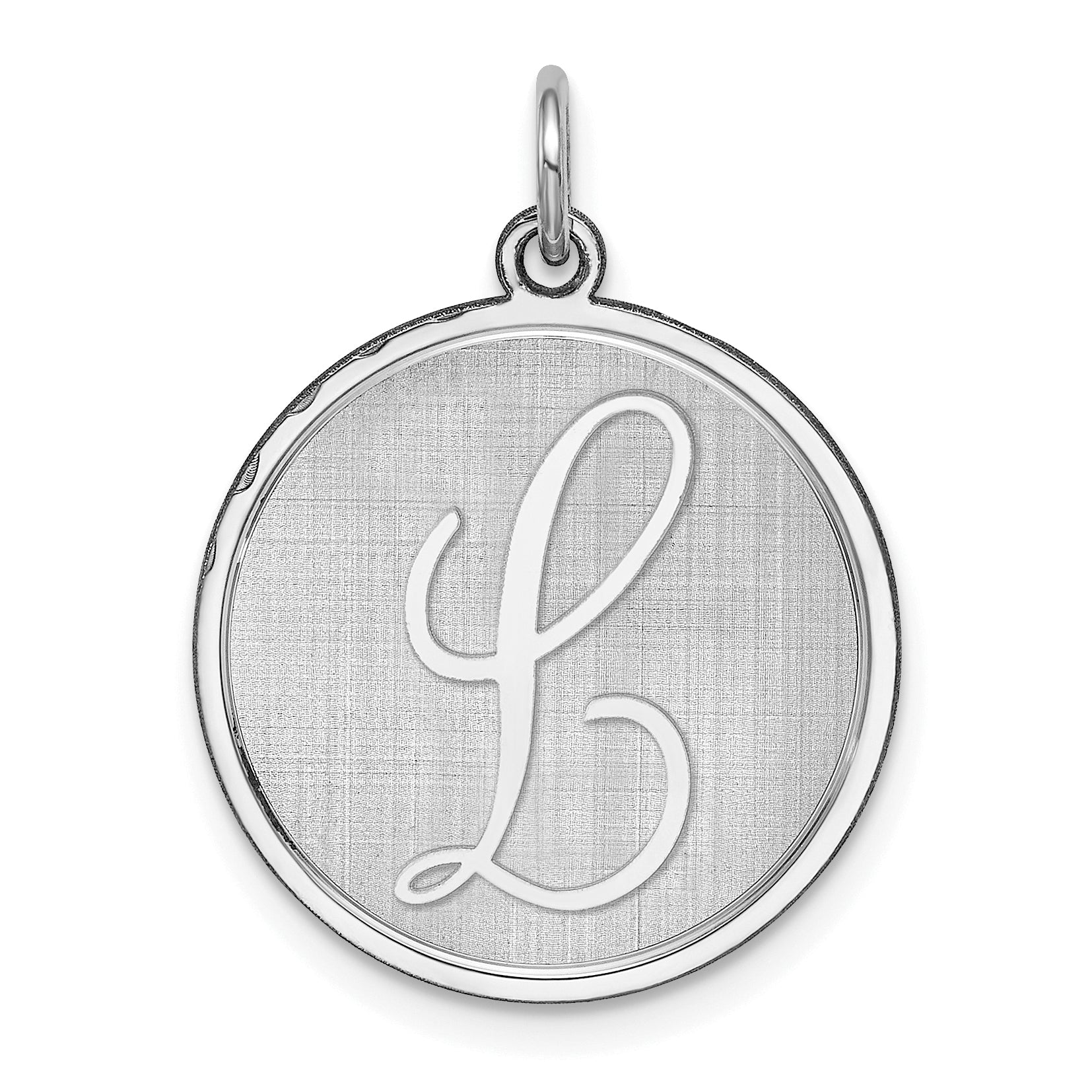 Sterling Silver Rhodium-plated Brocaded Letter L Initial Charm Main image