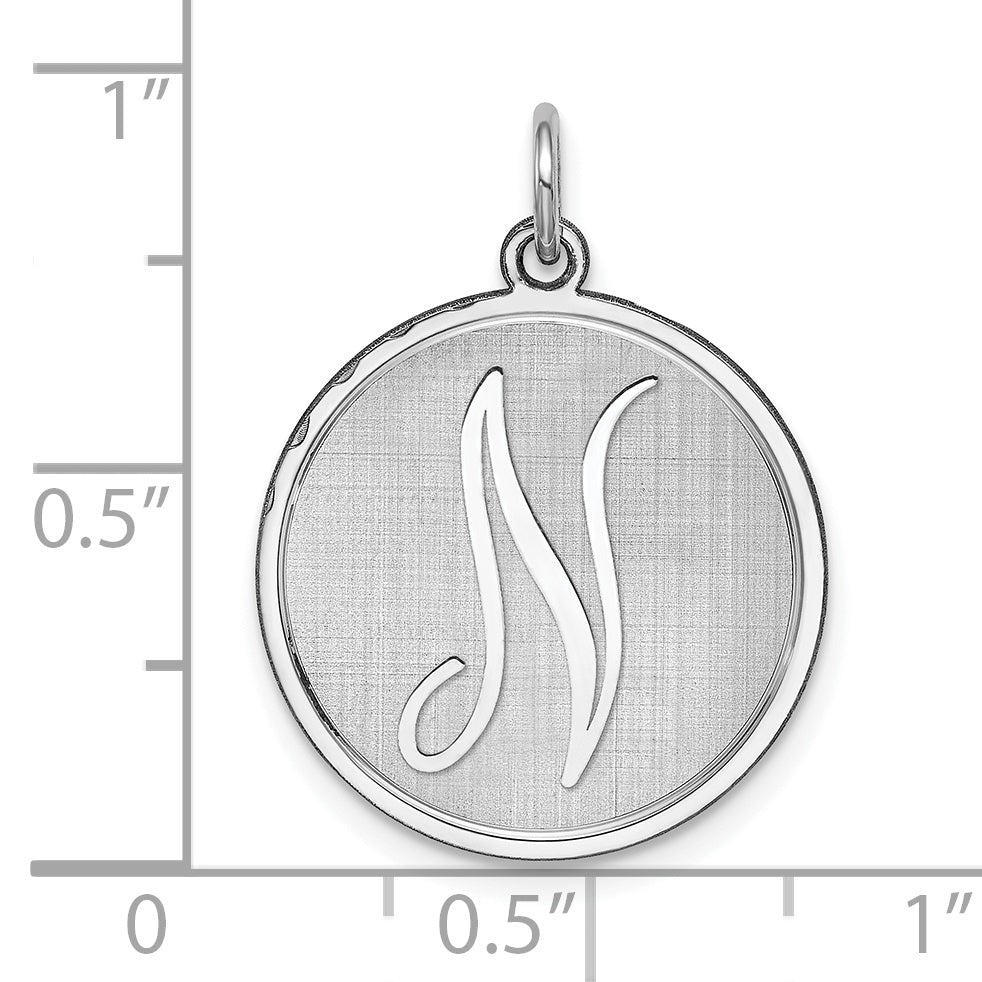 Sterling Silver Rhodium-Plated Initial N Charm Elegant and Themed