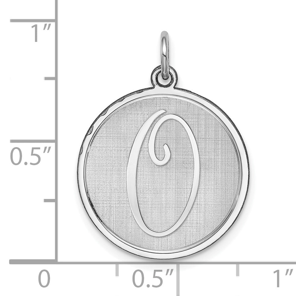 Sterling Silver Rhodium-Plated Initial O Charm Elegant Themed Pendant