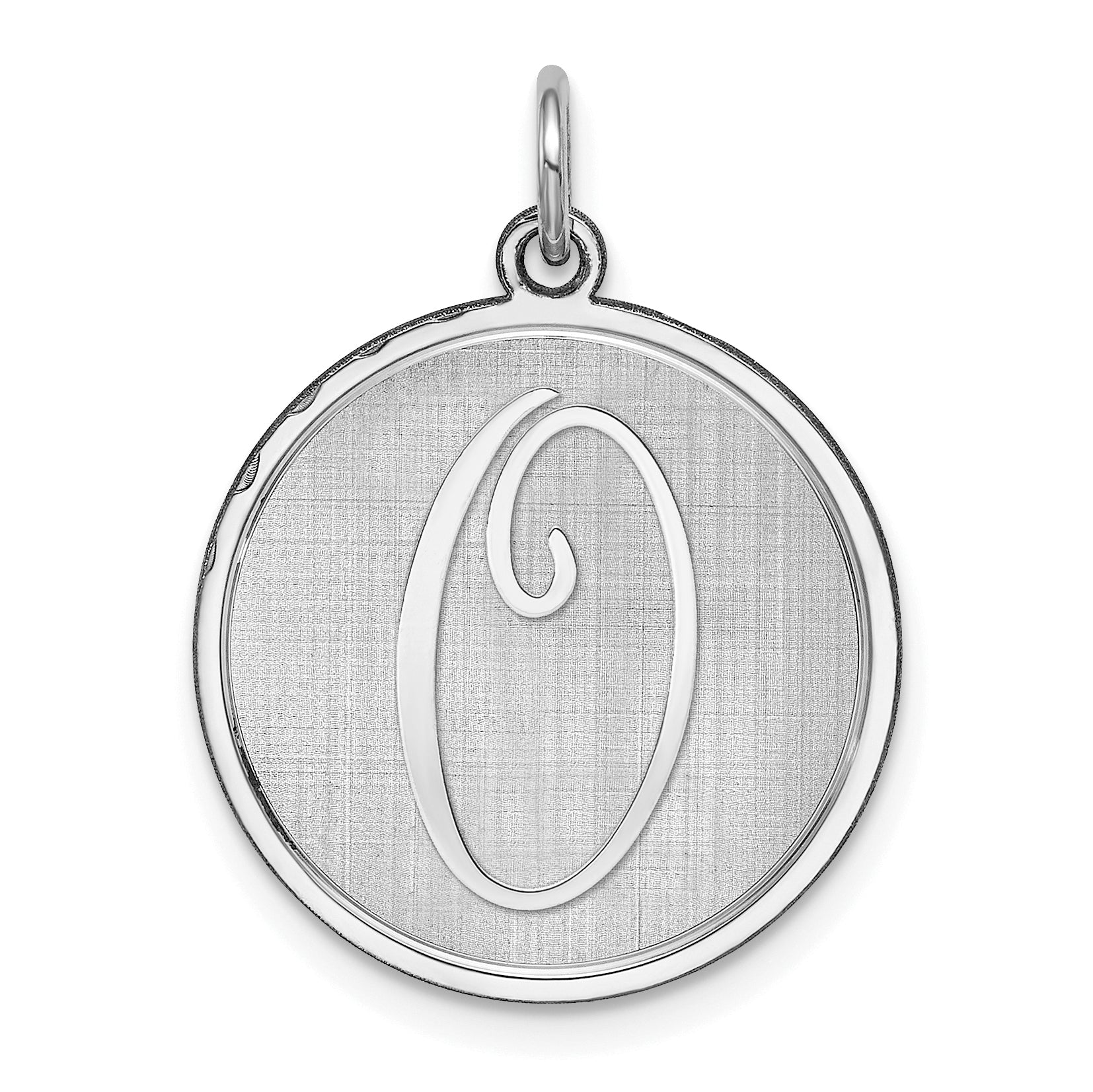 Sterling Silver Rhodium-plated Brocaded Letter O Initial Charm Main image