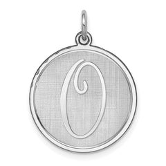 Sterling Silver Rhodium-plated Brocaded Letter O Initial Charm