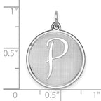 Sterling Silver 925 Brocaded Initial P Charm Rhodium-Plated Elegance