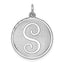Sterling Silver Rhodium-plated Brocaded Letter S Initial Charm