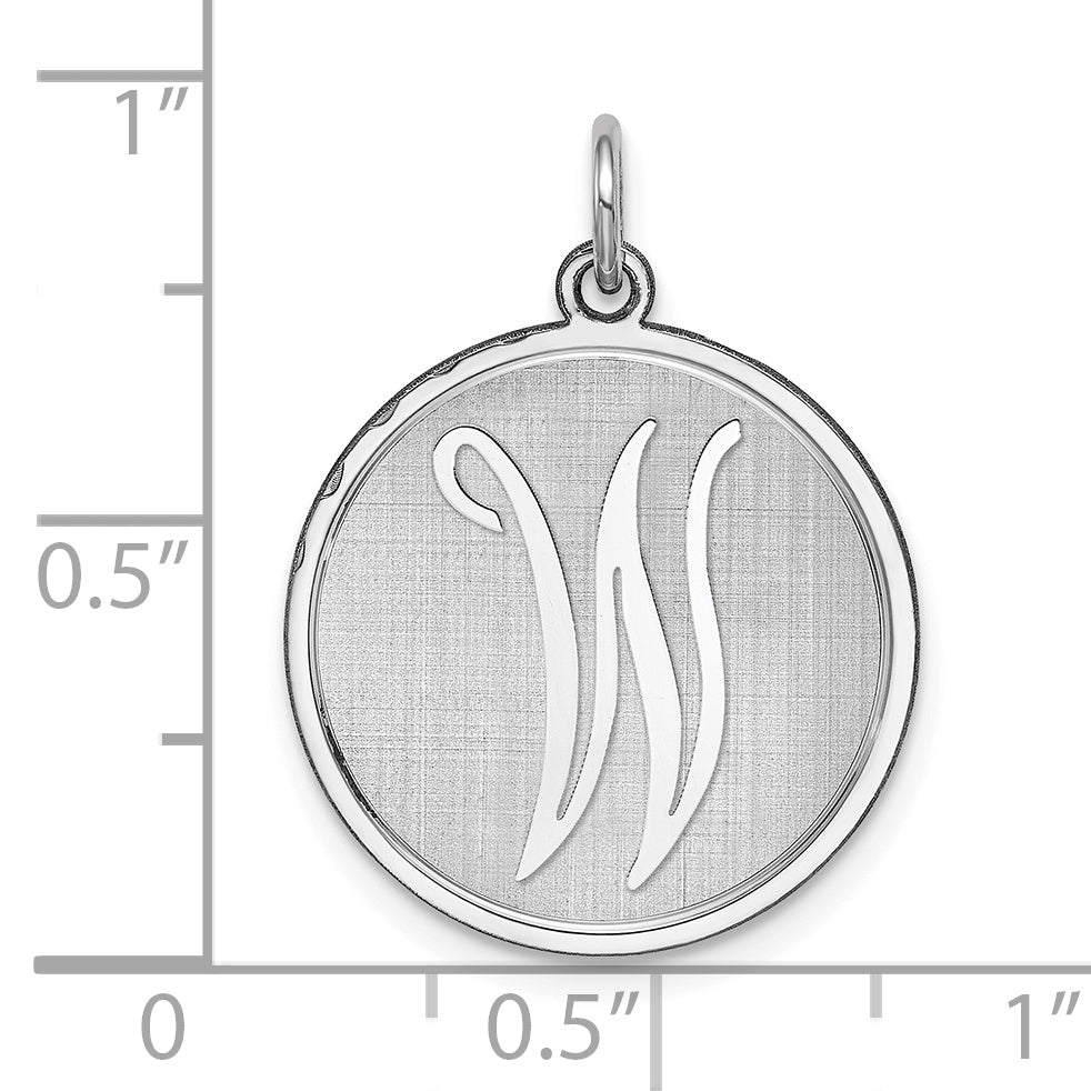 Sterling Silver Rhodium-Plated Initial W Charm Elegant Themed Design