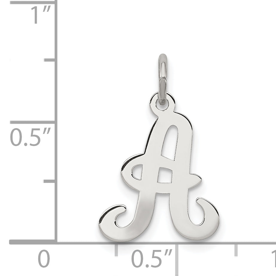 Sterling Silver 925 Rhodium Plated Initial A Charm Elegant Themed Pendant