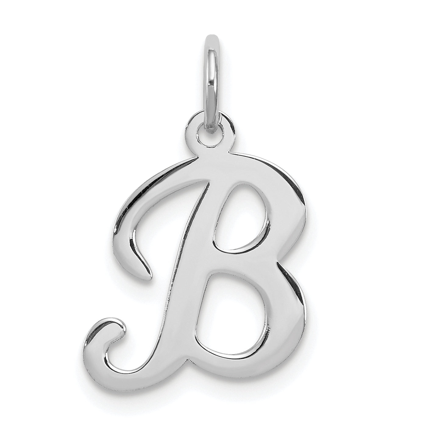 Sterling Silver Rhodium-plated Stamped Letter B Initial Charm Main image