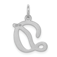 Sterling Silver Rhodium-Plated Initial D Charm with Elegant Design