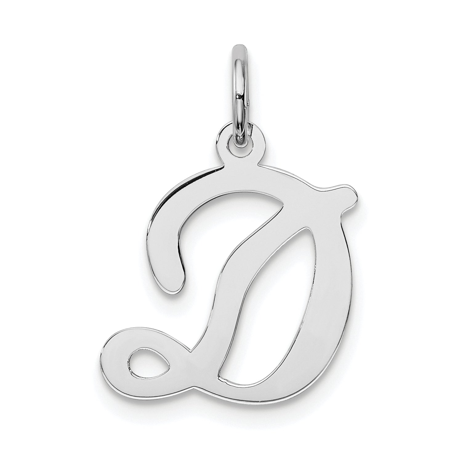 Sterling Silver Rhodium-plated Stamped Letter D Initial Charm Main image