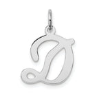 Sterling Silver Rhodium-plated Stamped Letter D Initial Charm