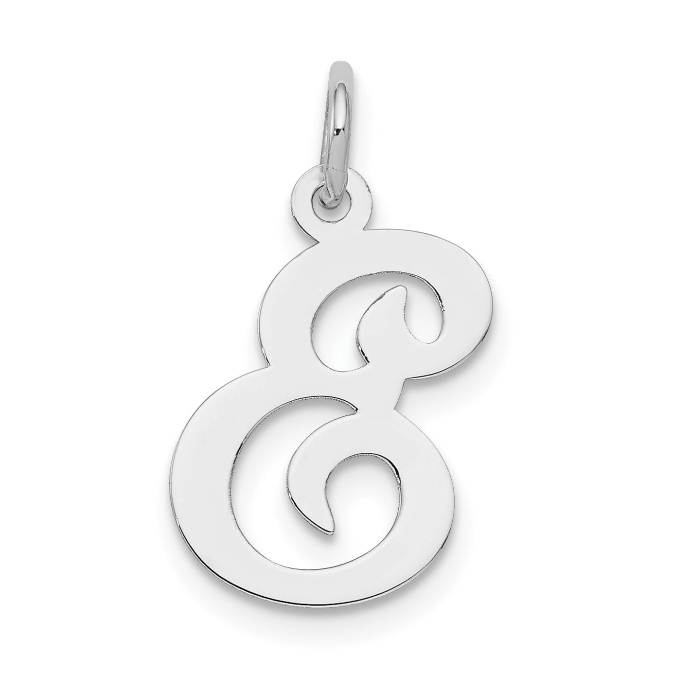 Sterling Silver Rhodium-plated Stamped Letter E Initial Charm Main image