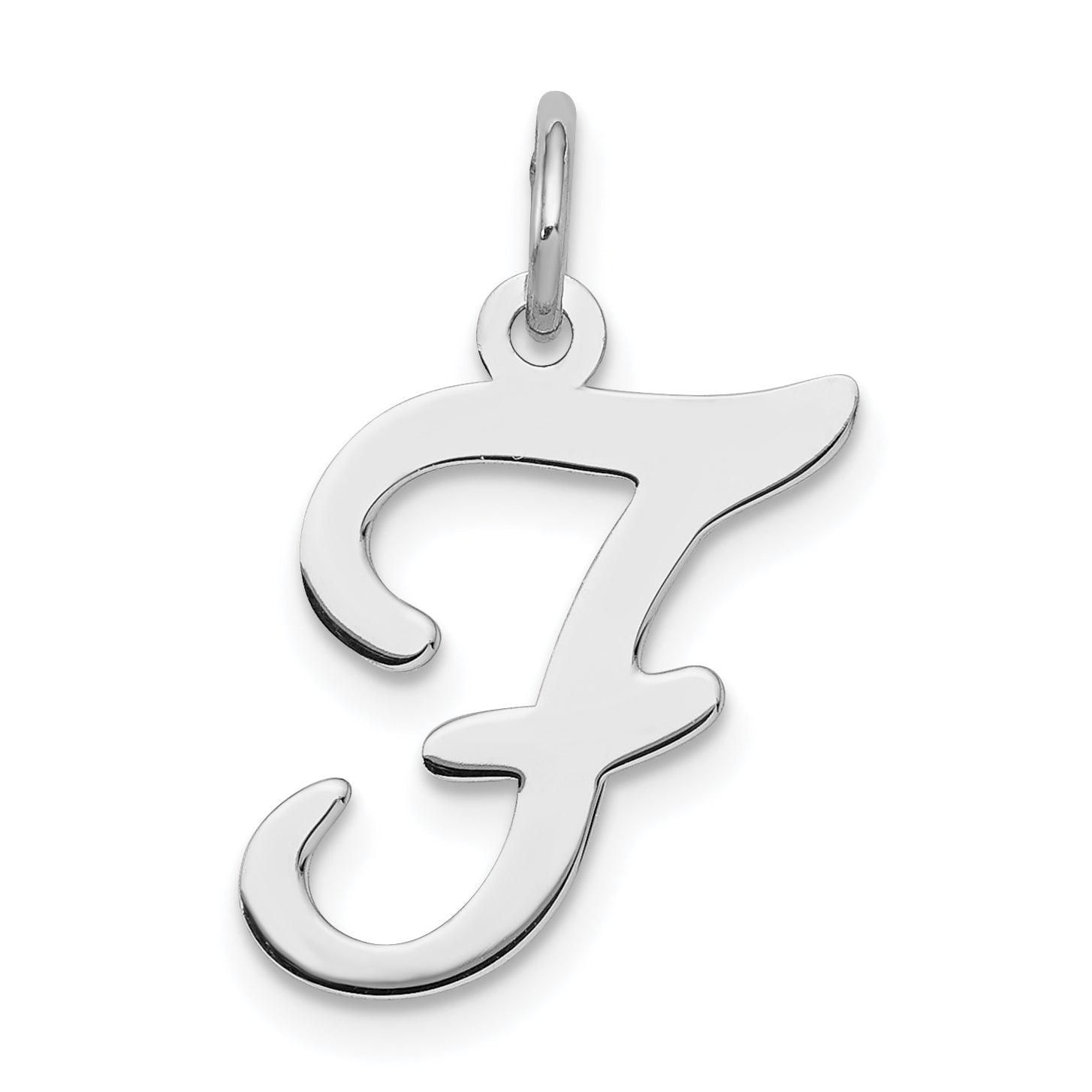 Sterling Silver Rhodium-plated Stamped Letter F Initial Charm Main image