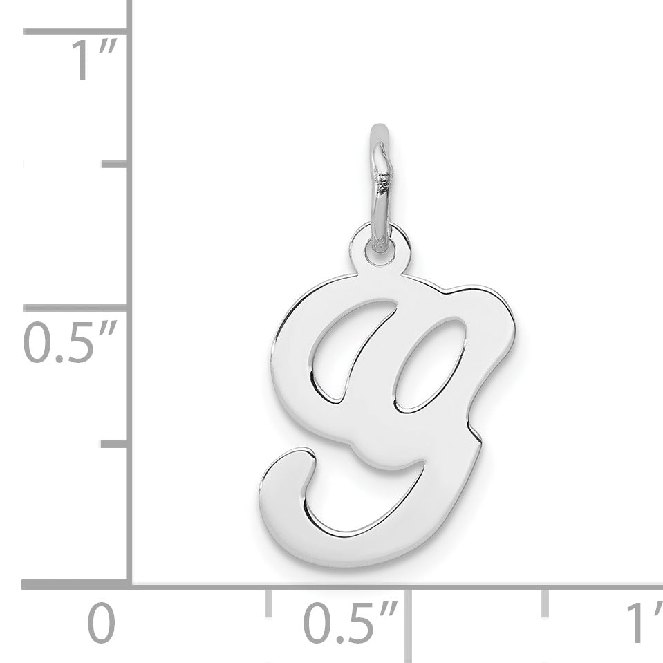 Sterling Silver 925 Initial G Charm with Rhodium Elegant Design