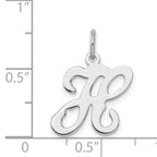 Sterling Silver 925 H Initial Charm Rhodium-Plated Elegant Design