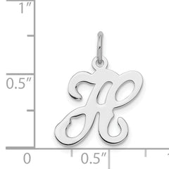 Sterling Silver 925 H Initial Charm Rhodium-Plated Elegant Design