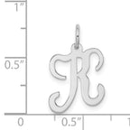 Sterling Silver Initial K Charm Rhodium-Plated Elegant Pendant by Sophia Jewelers