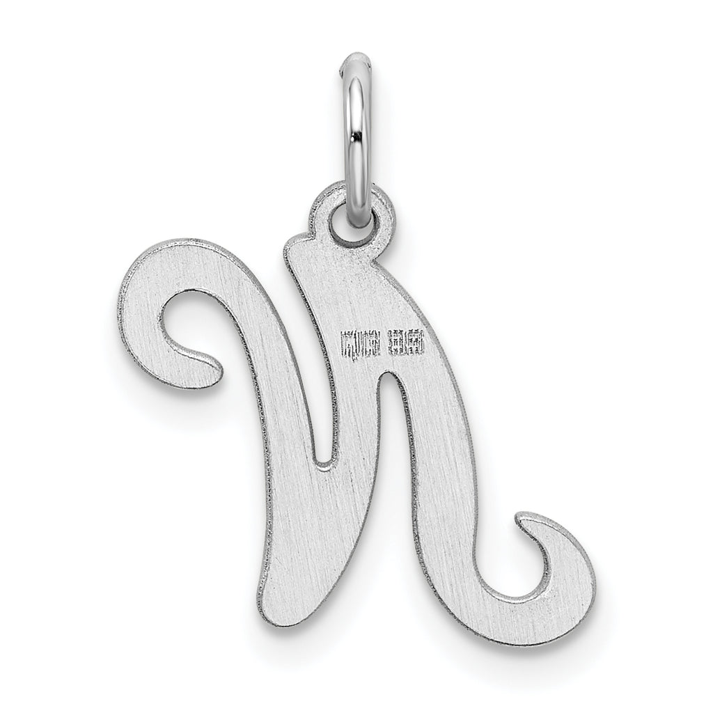 Sophia Jewelers 925 Sterling Silver Rhodium-Plated Letter N Charm: Elegant Themed Design
