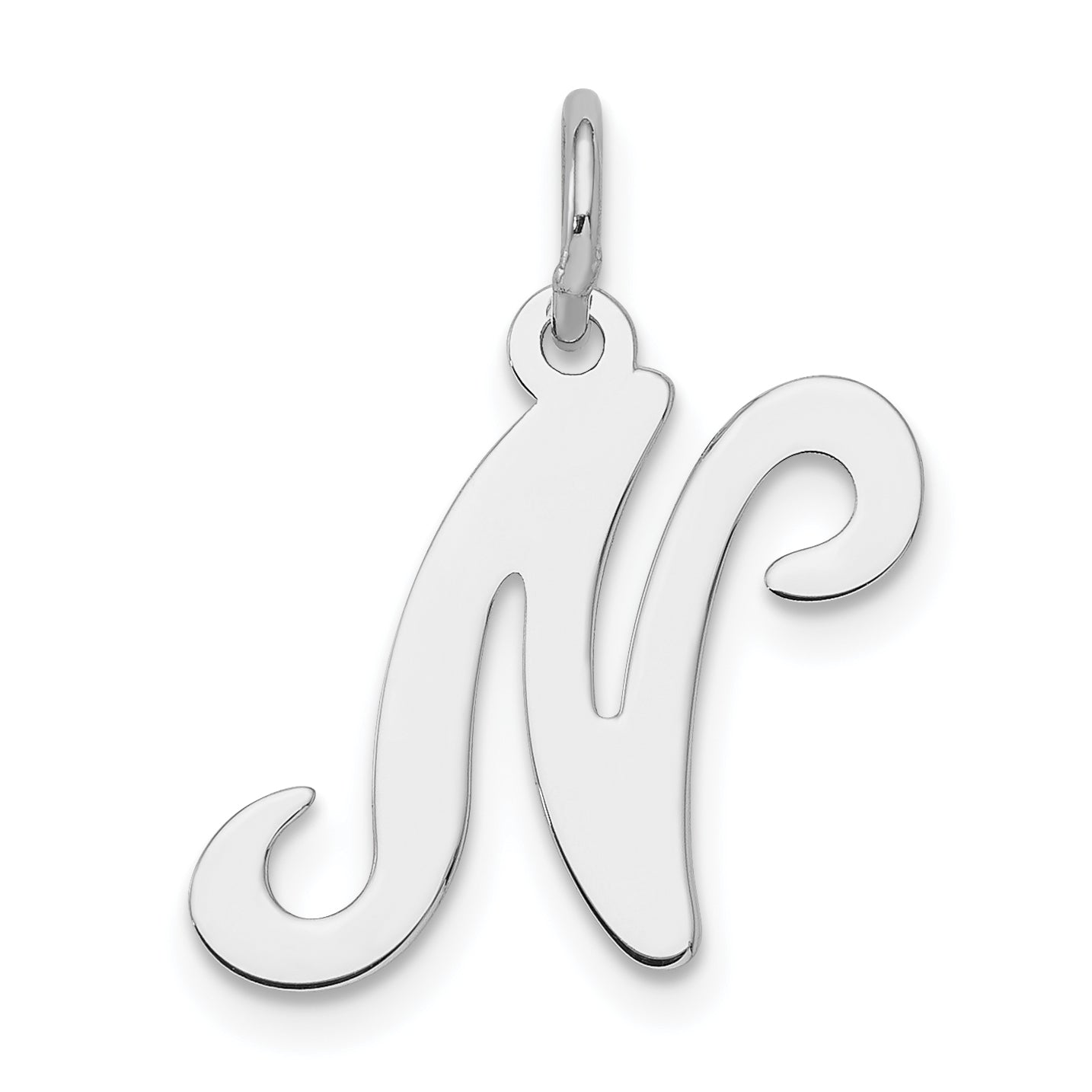 Sterling Silver Rhodium-plated Stamped Letter N Initial Charm Main image