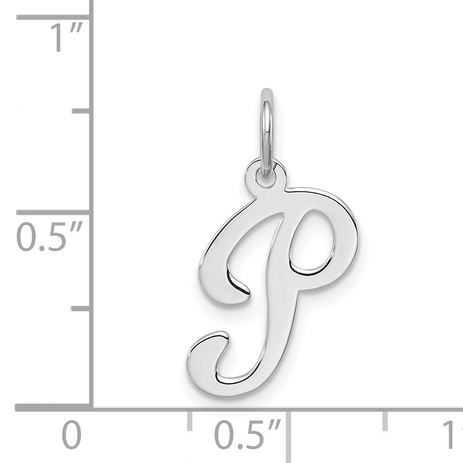 Sophia Jewelers Sterling Silver Initial P Charm Rhodium-Plated Elegance