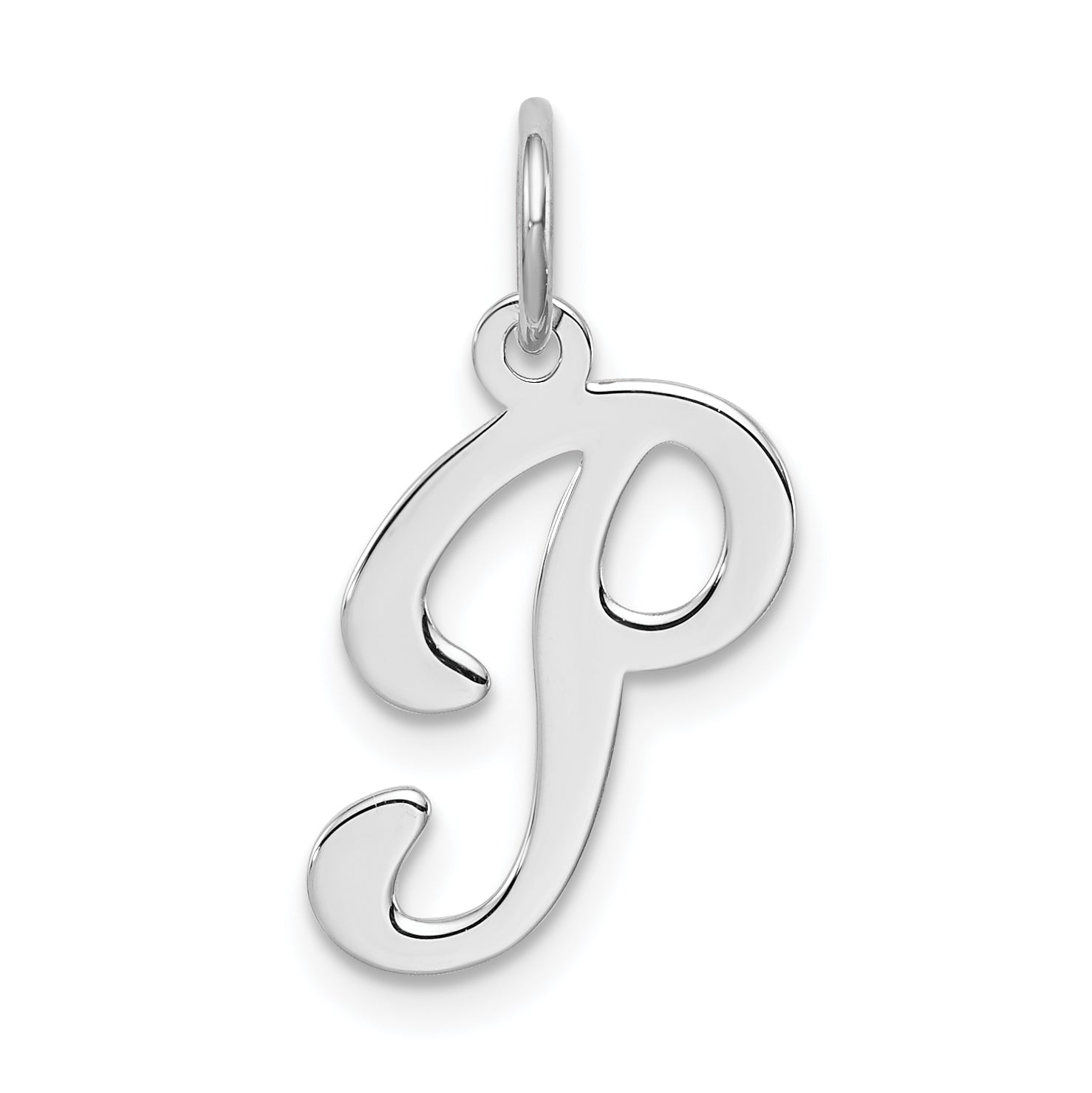 Sterling Silver Rhodium-plated Stamped Letter P Initial Charm Main image