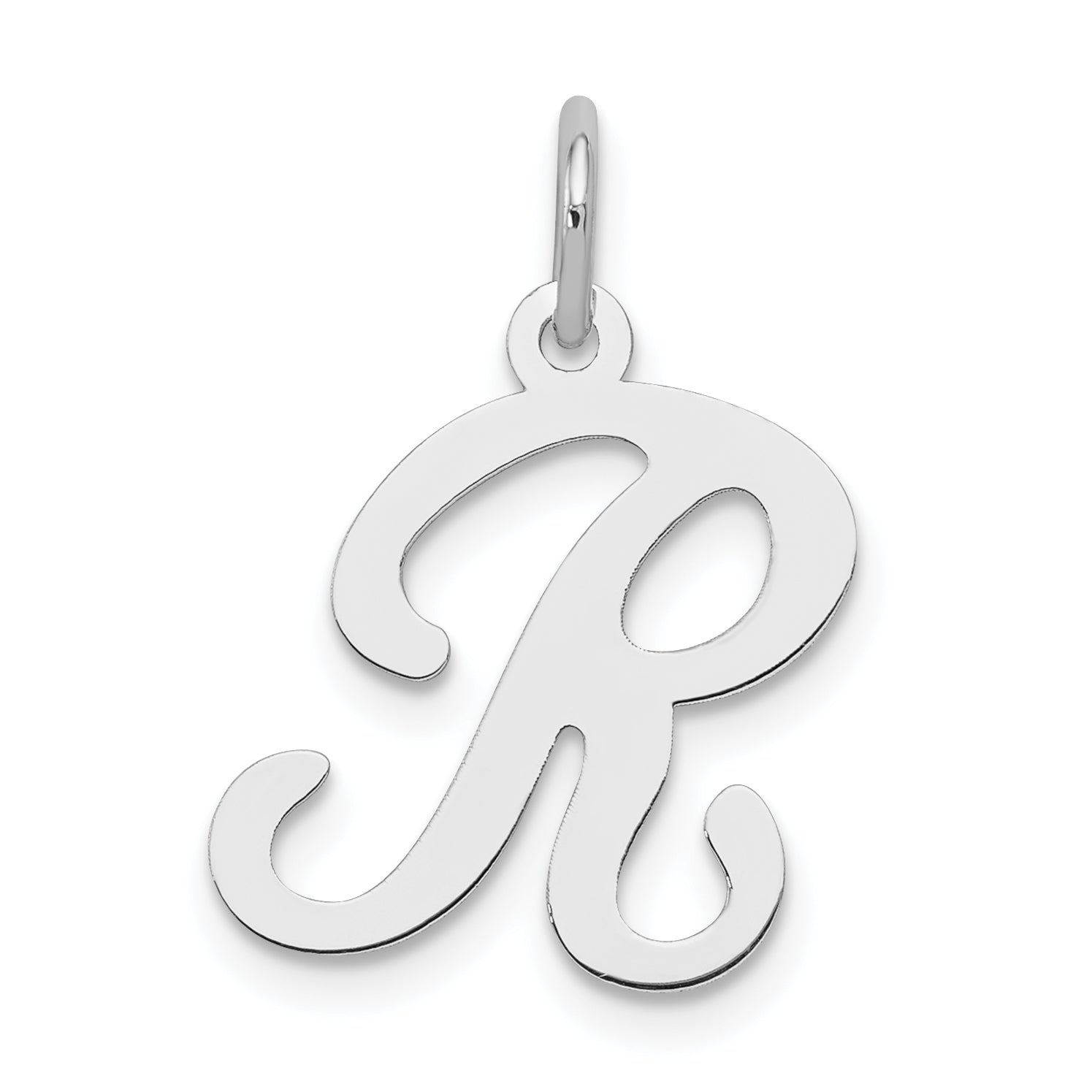 Sterling Silver Rhodium-plated Stamped Letter R Initial Charm Main image