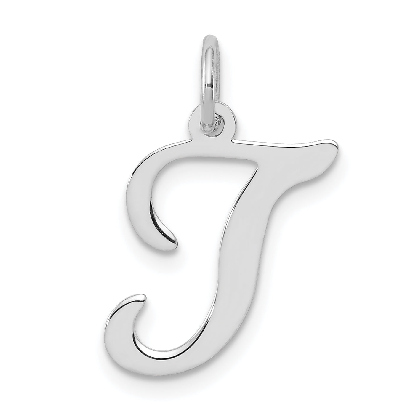 Sterling Silver Rhodium-plated Stamped Letter T Initial Charm Main image