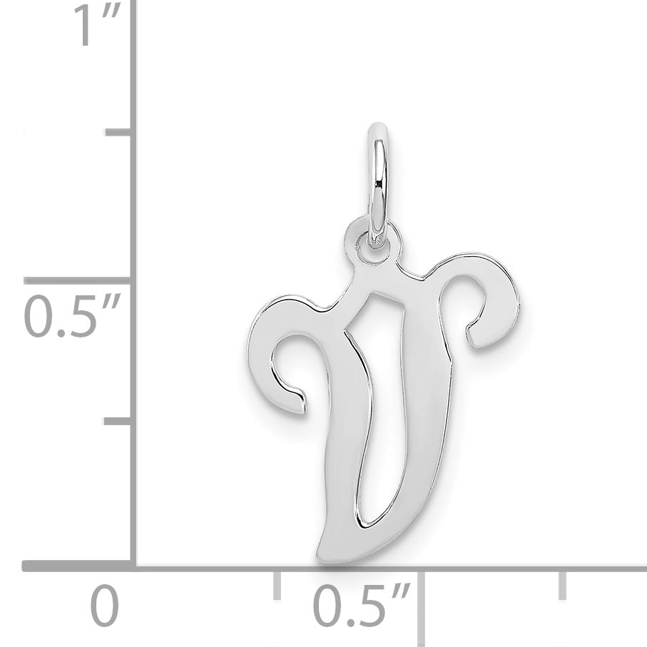 Sophia Jewelers Sterling Silver Rhodium-Plated Initial V Charm Elegant Design