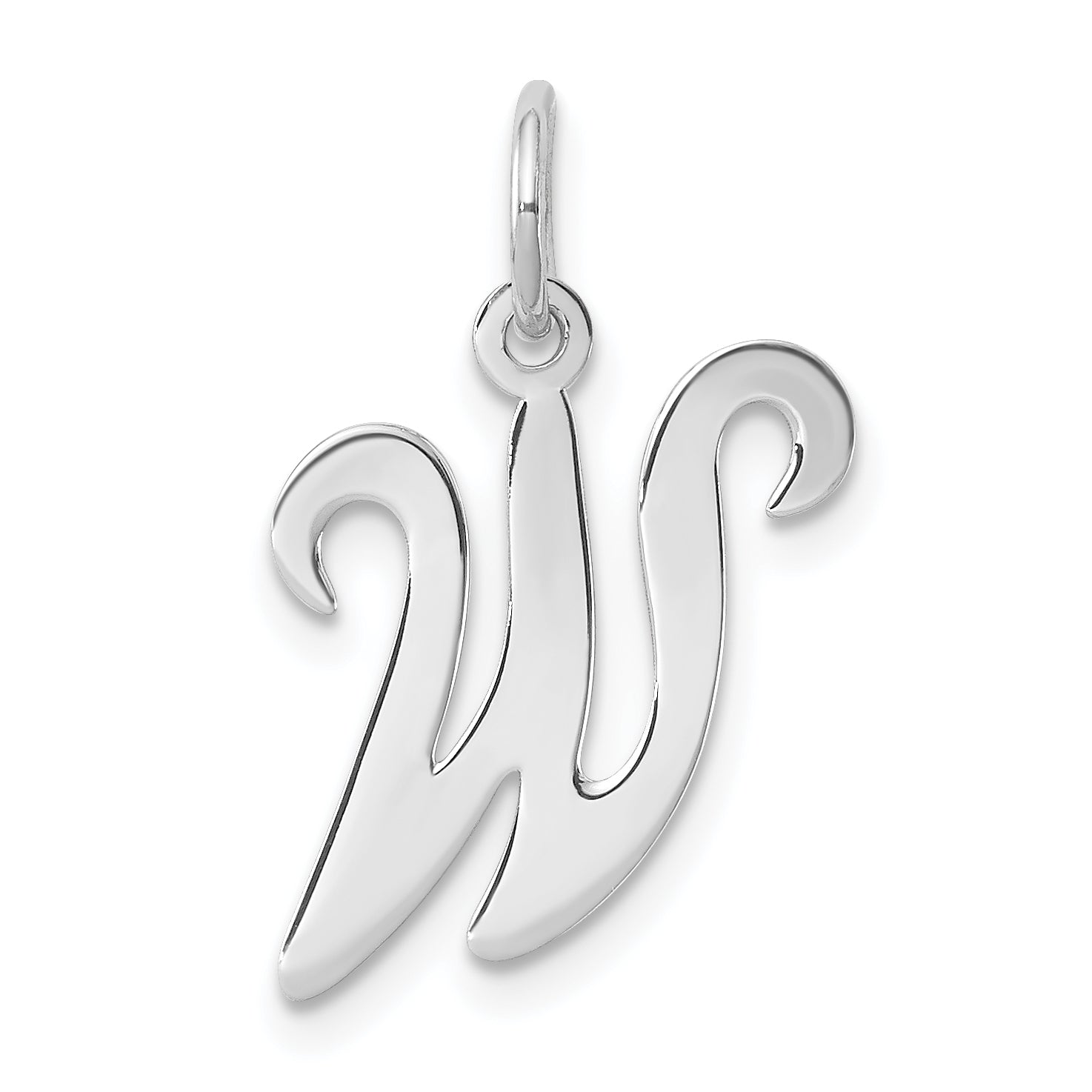 Sterling Silver Rhodium-plated Stamped Letter W Initial Charm Main image