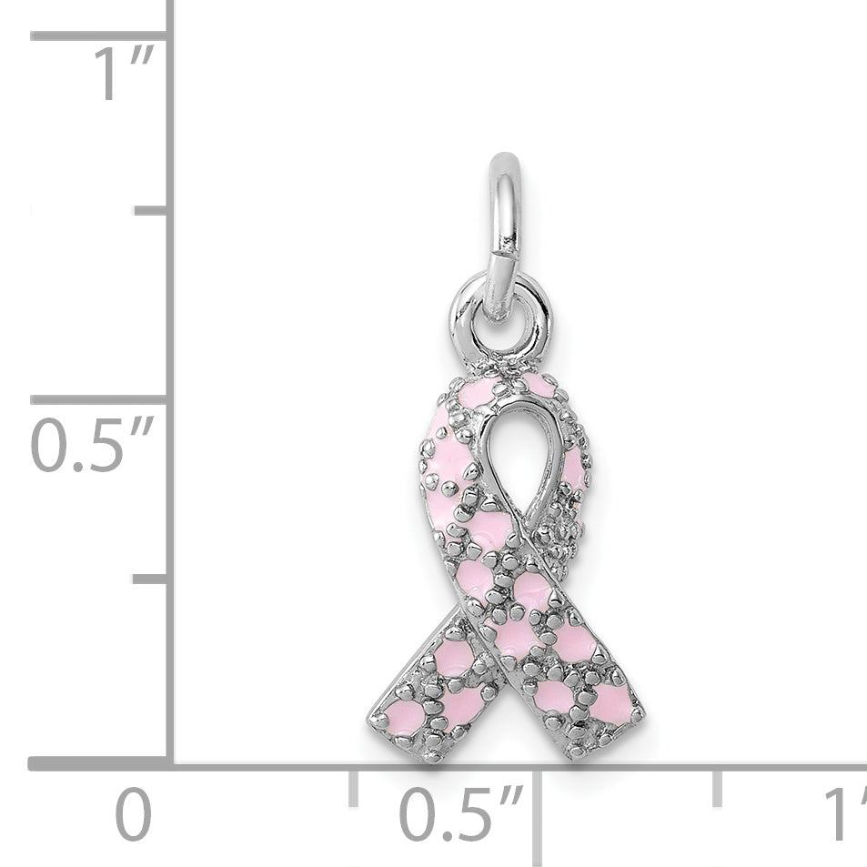 Sophia Jewelers Sterling Silver Polished Pink Ribbon Charm