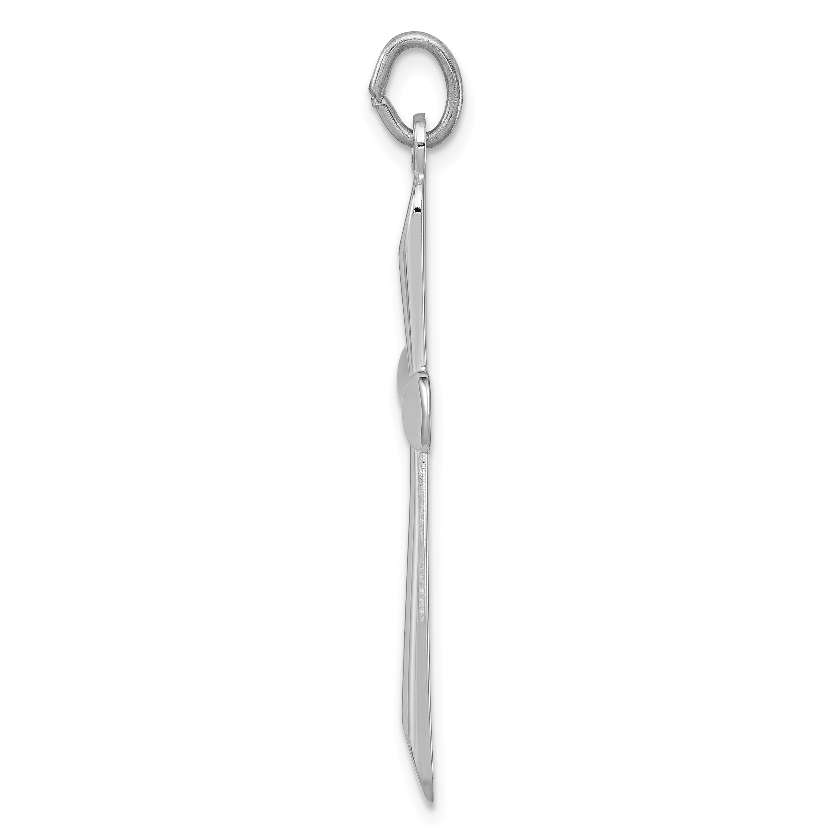 Sterling Silver Rhodium-Plated Cross Pendant with Polished Finish
