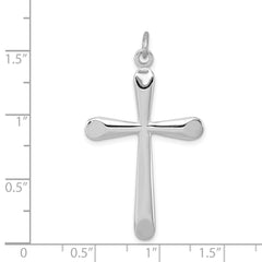 Sterling Silver Rhodium-Plated Cross Pendant with Polished Finish