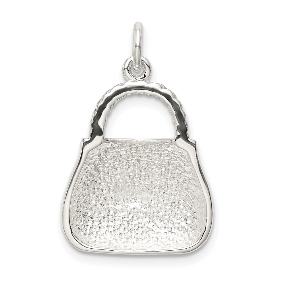 Sophia Jewelers Sterling Silver Purple Enameled CZ Purse Charm
