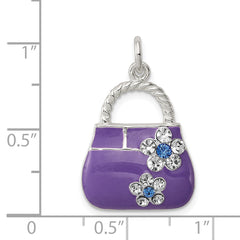 Sophia Jewelers Sterling Silver Purple Enameled CZ Purse Charm