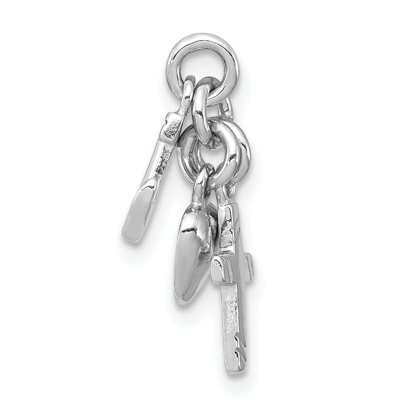 Sterling Silver 925 Faith, Hope & Charity Charm with Polished Rhodium Finish