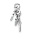 Sterling Silver 925 Faith, Hope & Charity Charm with Polished Rhodium Finish