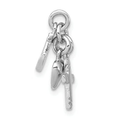 Sterling Silver 925 Faith, Hope & Charity Charm with Polished Rhodium Finish