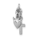 Sterling Silver 925 Faith, Hope & Charity Charm with Polished Rhodium Finish