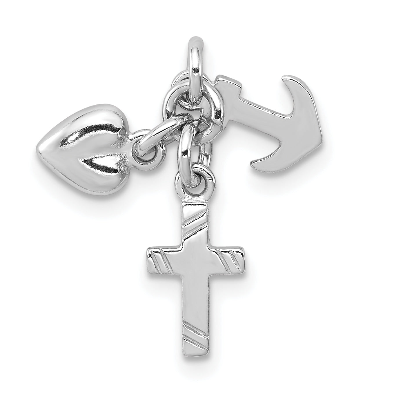 Sterling Silver Rhodium-plated Faith, Hope & Charity Charm Main image