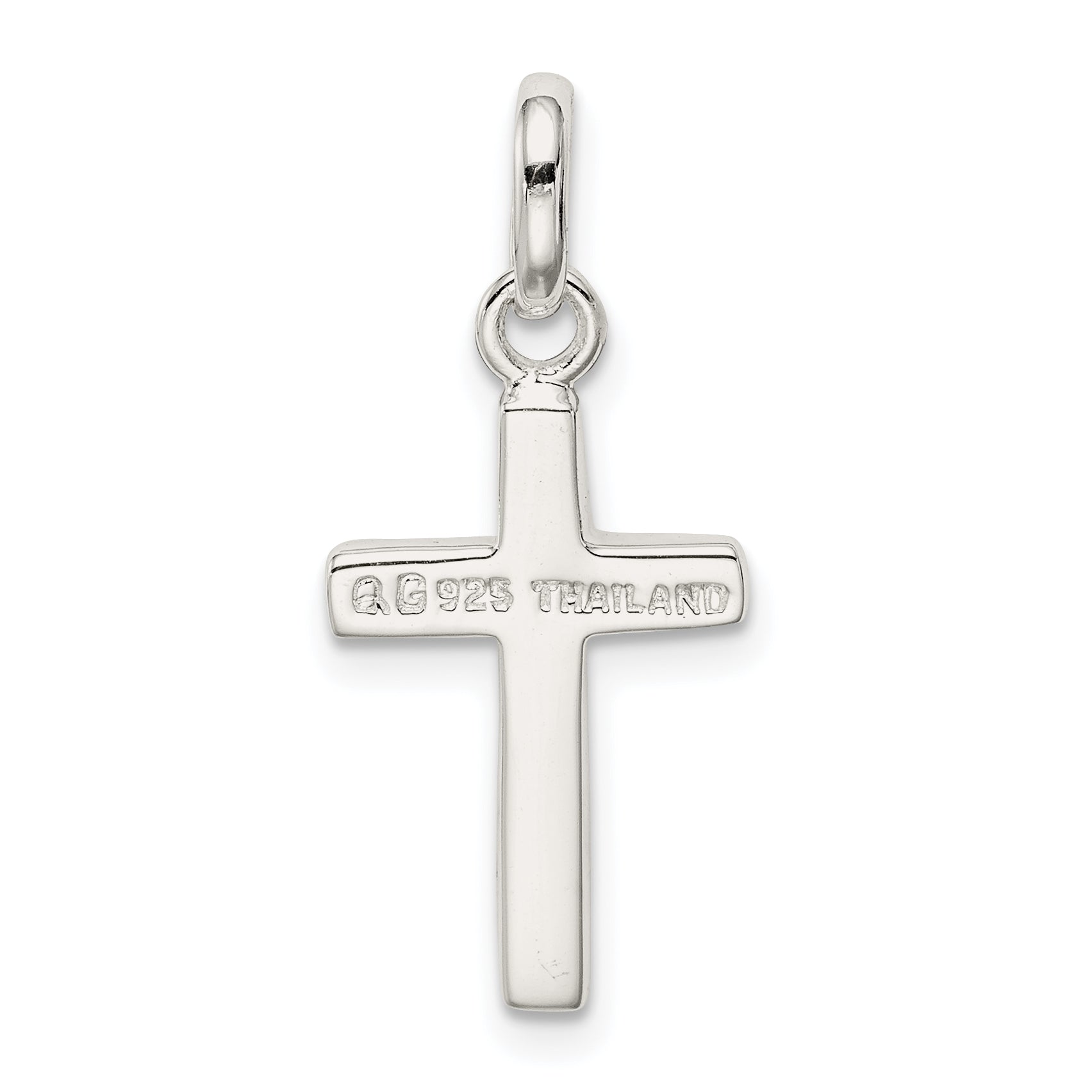 Sterling Silver 925 Polished Cross Charm Elegant and Solid Design