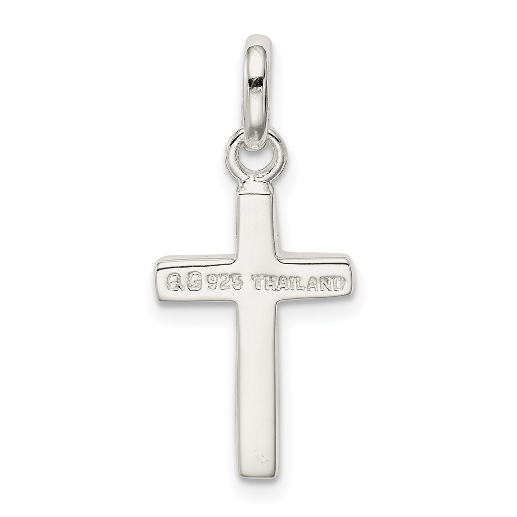 Sterling Silver 925 Polished Cross Charm Elegant and Solid Design