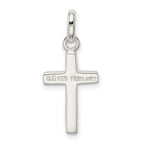 Sterling Silver 925 Polished Cross Charm Elegant and Solid Design